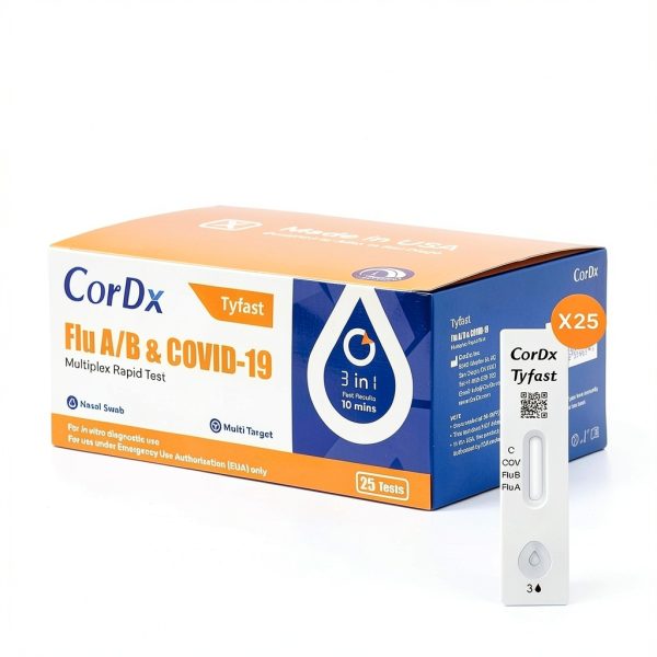 CorDx Tyfast At Home Flu A/B and COVID-19 Rapid Test Kit 25 Tests-1