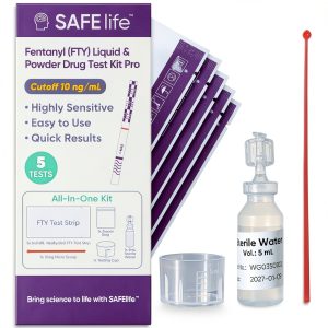 Fentanyl Test Strips SAFE LIFE 5 Pack with Cups 10ng/mL Sensitivity-0