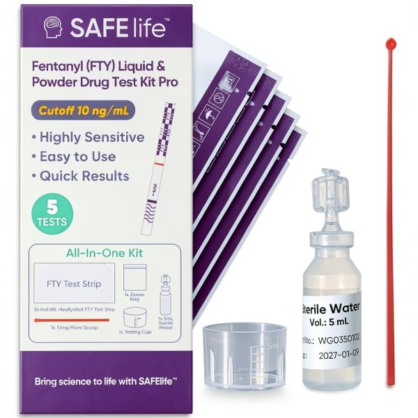 Fentanyl Test Strips SAFE LIFE 5 Pack with Cups 10ng/mL Sensitivity-0