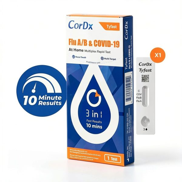 CorDx TyFast Flu A/B & Covid-19 Rapid Test 10‑Min Home Kit-1