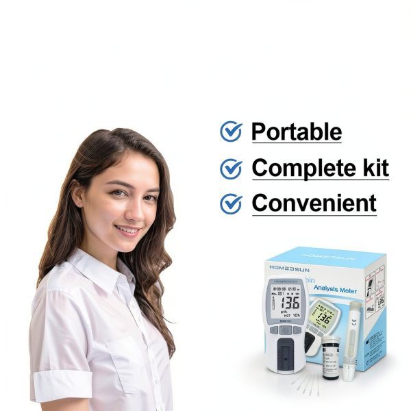 HSBHM-102 Home Care Portable Blood Hemoglobin Analyzer Anemia Hb Test Check Kit Handheld Finger Prick Meter Easy To Use Quick Results With 25Pcs Strips Lancets Droppers-3