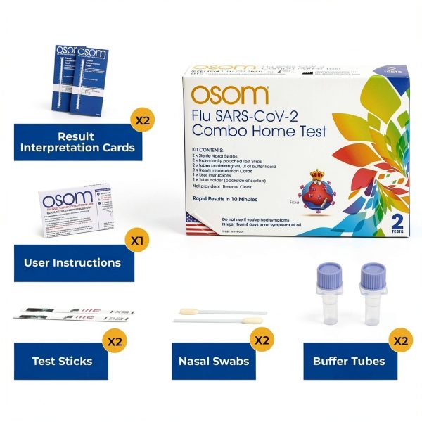 OSOM Covid Flu Test Combo 3 in 1 Rapid Home Test Kit 2 Tests-8